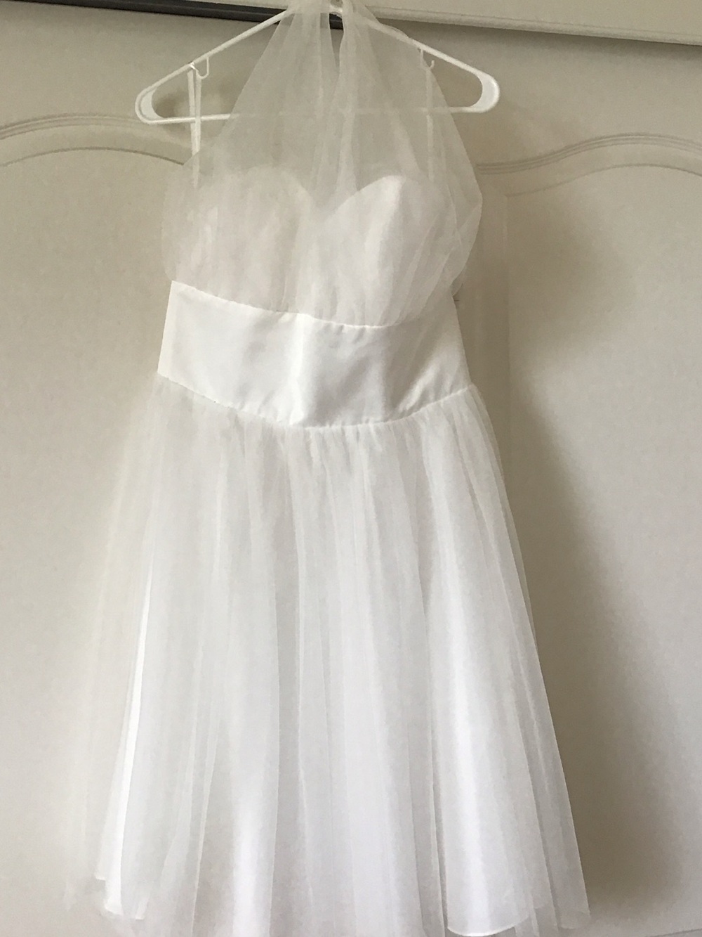 Unique Vintage White Tulle Halter Prom Dress - Size 2XL